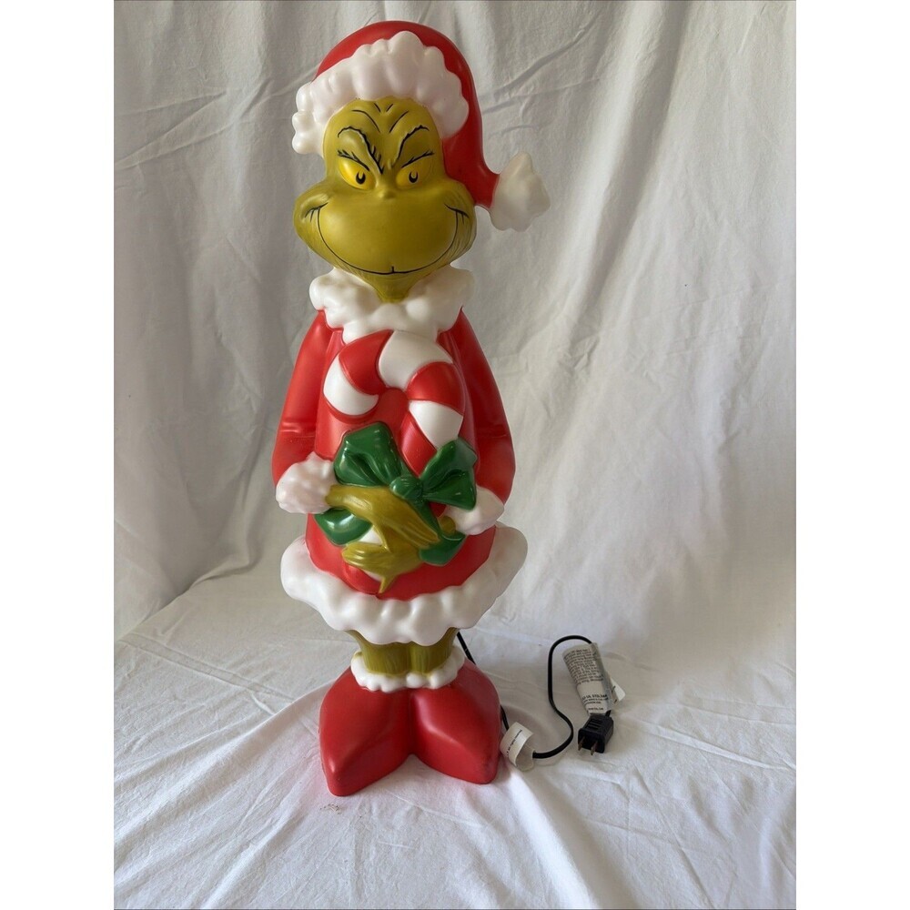 Gemmy Dr. Seuss The Grinch Lighted Blow Mold Yard Decor Tested Works 24” Tall